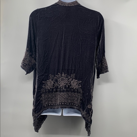 Johnny Was Women's Velvet Velour Kimono Embroidered Floral Gray Jacket Size M - Picture 4 of 8